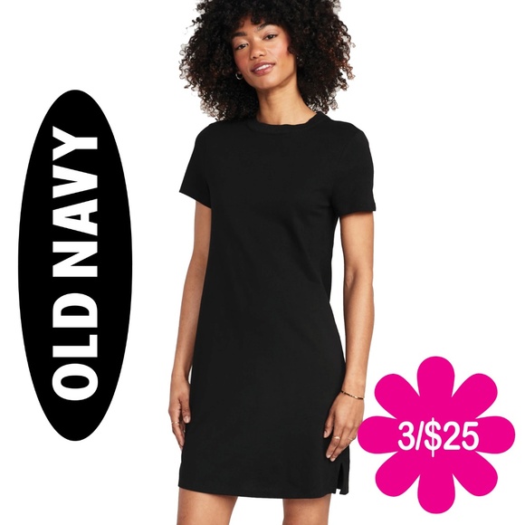 🌸3/$25 OLD NAVY Black shift mini dress | Large Petite - Picture 3 of 13